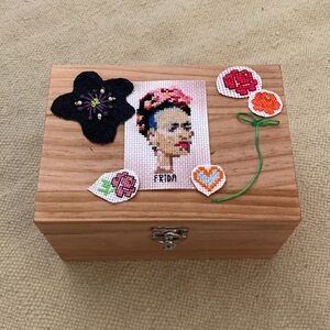 NEW Frida hand sewn decorated wooden jewelry box